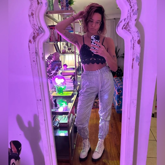 Iridescent Silver Track Pants - Picture 2 of 5